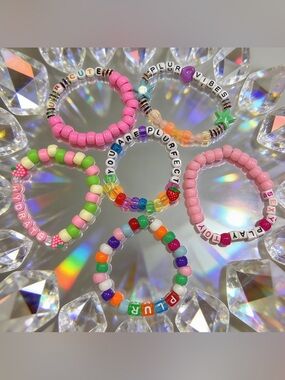 Hand Crafted Festival Kandi- Beaded Charm Bracelets